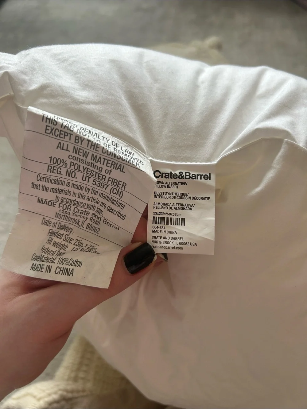 Crate & Barrel cream wool throw pillows with down alternative inserts set of 2